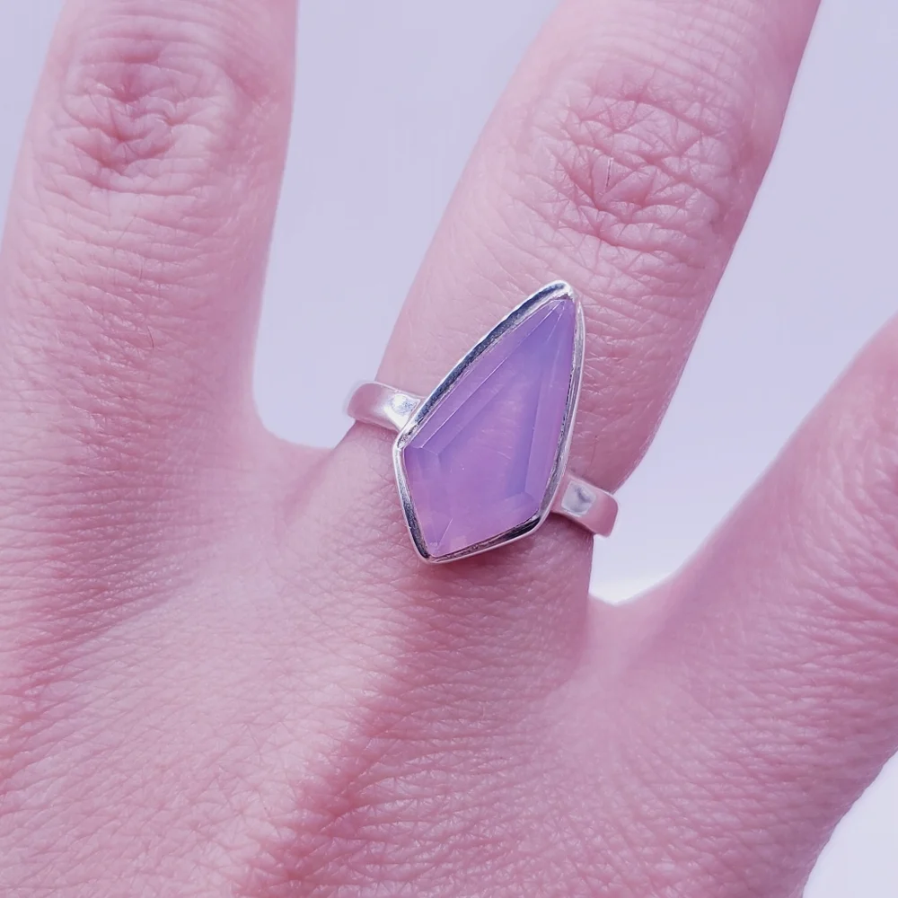 Silver Purple Lavendar Gemstone Ring - Picture 3 of 8